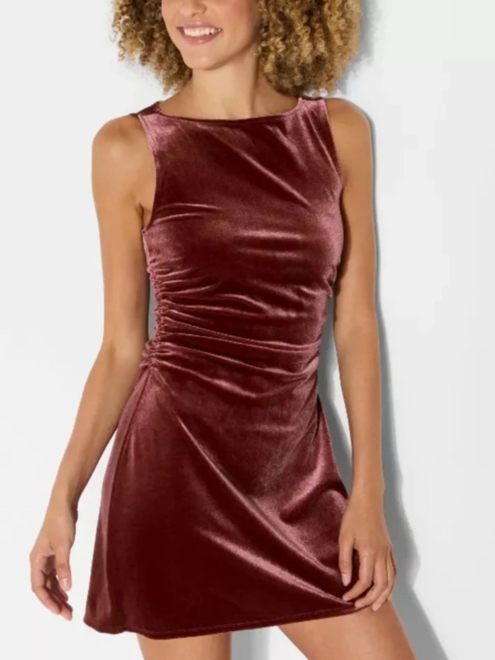 wild fable Sleeveless Velvet Mini Dress in Burgundy - Picture 6 of 6